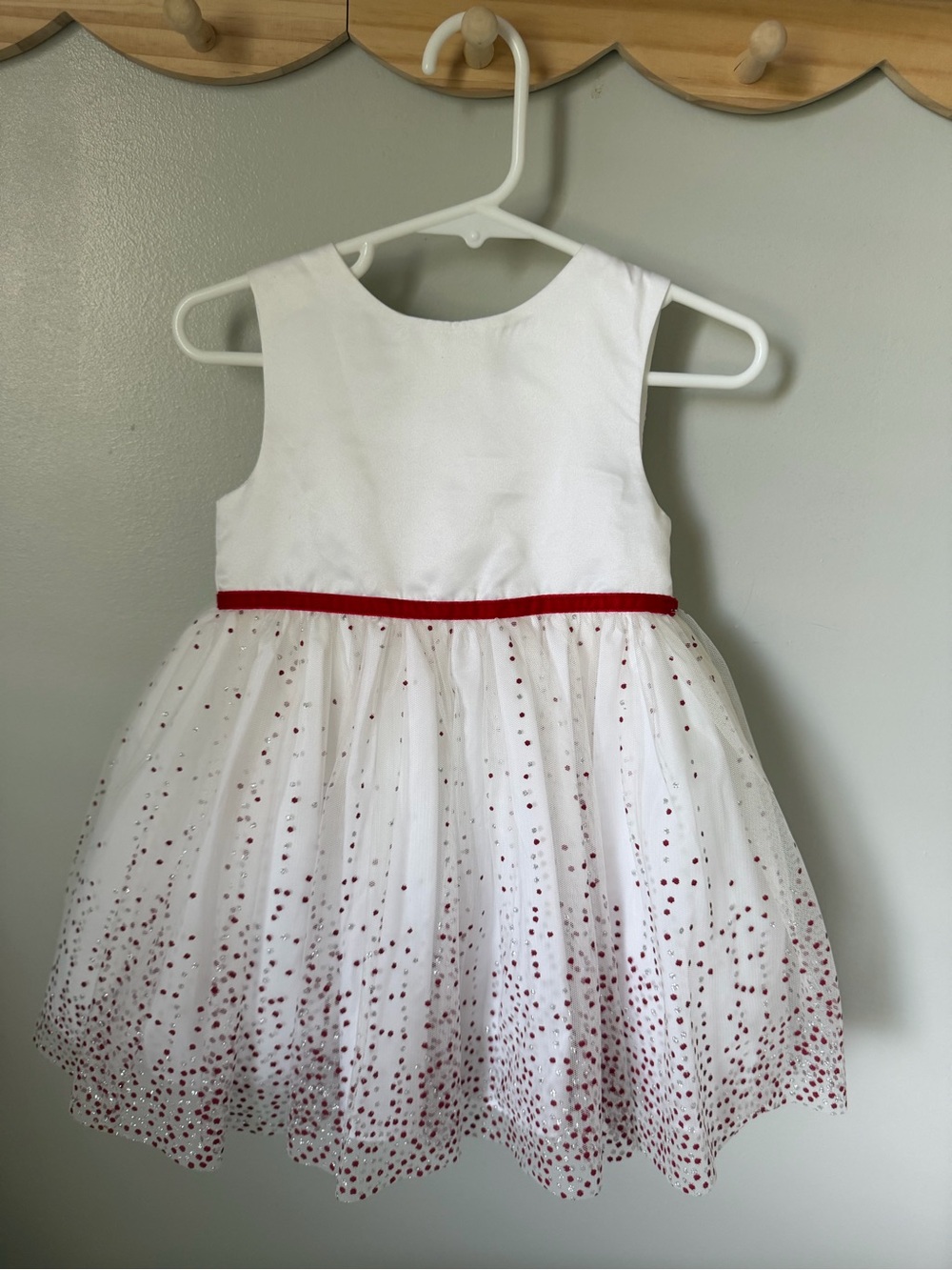 Pippa & Julie Girls 24M White Red Polka Dot Tulle Fit & Flare Party Dress